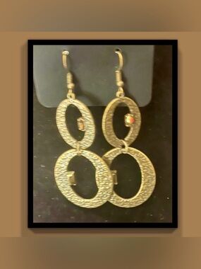 Paparazzi Oval and Oval Again Textured Double-Link Dangle Earrings